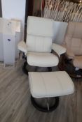 Ekornes Stressless Admiral Medium Paloma Leather Reclining Arm Chair w/ Ottoman.