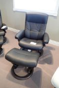 Ekornes Stressless President Medium Paloma Leather Reclining Arm Chair w/ Ottoman.