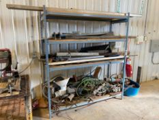 Lot of 4' X 3' Grating Table, Section of Shelving w/ Contents including AirLine, Hose Fittings, Grat