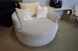 Decor-Rest 59" Swivel Chair w/ Swivel Back Pillow and (2) 24" Throw Pillows.