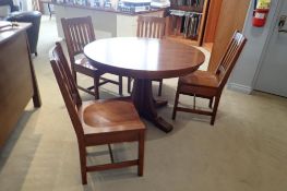 Stickley 46" Round Pedestal Dining Table w/ 4 Dining Chairs- NO LEAF.