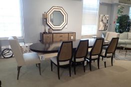 A.R.T. Furniture 87"x45" Dining Table w/ (2) 18" Leaves, 2 Host Chairs, 4 Dining Chairs and 67"x20"