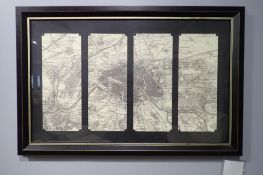 PARA 44"x29" Framed Paris Map Panels.