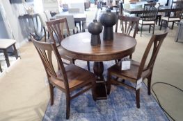 Handstone 42" Round Dining Table w/ 4 Dining Chairs.