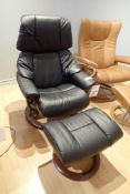 Ekornes Stressless Renwilo Medium Paloma Leather Self Reclining Chair w/ Ottoman.