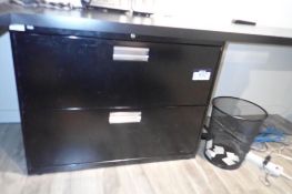 Lot of Lateral 2-Drawer File Cabinet and Garbage Can-USED.