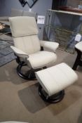 Ekornes Stressless Admiral Large Paloma Leather Reclining Arm Chair w/ Ottoman.