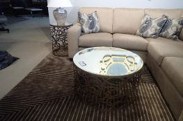 Lot of Decor-Rest Bevelled Glass 33" Round Coffee Table and 2 Bevelled Glass 18" Round End Tables.