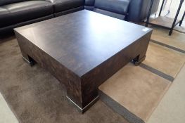 Burled Walnut 42" Square Coffee Table.