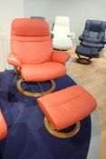 Ekornes Stressless Sunrise Large Paloma Leather Self Reclining Chair w/ Ottoman.