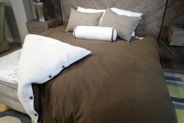 Lot of Hathaway King Size Duvet, Duvet Cover and 5 Throw Pillows.