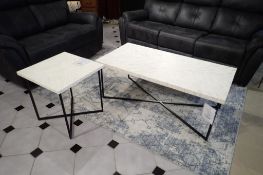 Lot of LH Imports 5th Ave 24"x48" Coffee Table and 20" Square End Table.