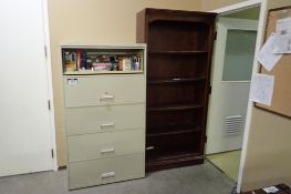 Lot of Lateral 5-Drawer File Cabinet, (2) 4-Shelf Bookcases, 2 Task Chairs, Vertical 2-Drawer File C