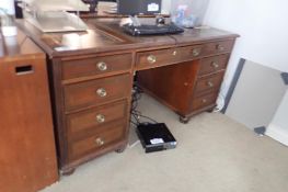 Lot of Double Pedestal Desk, Lateral 2-Drawer File Cabinet, Task Chair and Asst. Office Supplies- US
