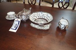 Lot of Serving Bowl, Gravy Boat, Creamer, Cup and Saucer.