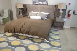 A.R.T. Furniture King Size Panel Bed w/ Headboard, Attached Nightstands and Frame.