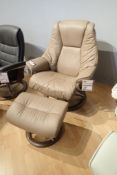 Ekornes Stressless Live Large Paloma Leather Self Reclining Arm Chair w/ Ottoman.