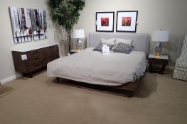 LH Imports Aura King Size Bedroom Suite w/ Headboard, Frame, 6-Drawer 55"x18" Dresser and (2) 16"x20