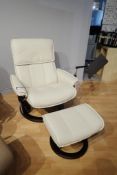 Ekornes Stressless Admiral Large Paloma Leather Self Reclining Arm Chair w/ Ottoman and Computer Tab