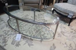 Lot of Hancock & Moore Jinx 56"x26" Oval Coffee Table, 27"x22 End Table and 24" Round End Table w/ B