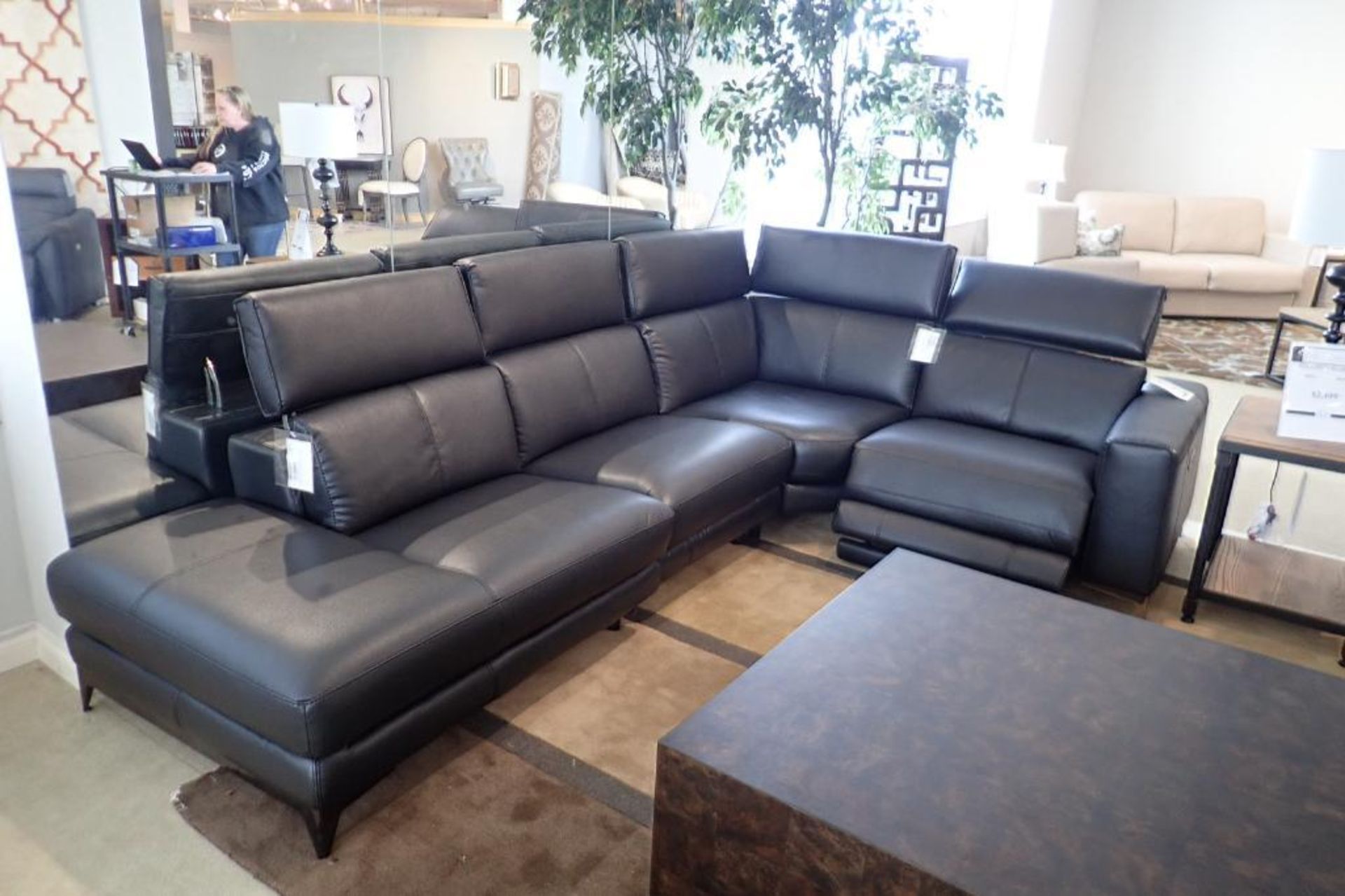 HTL Manufacturing 4-Piece Sectional w/ 1 Power Recliner and Tilting Headrests- Approx. 10 1/2' & 6 1