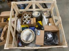 Crate of Asst. Including Wire Shield, SOS Pads, Angle Grinder, Air Bags, Wrap, etc.