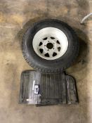 Lot of (1) ST205/75D14 Tire & Rim with (2) Mud Flaps