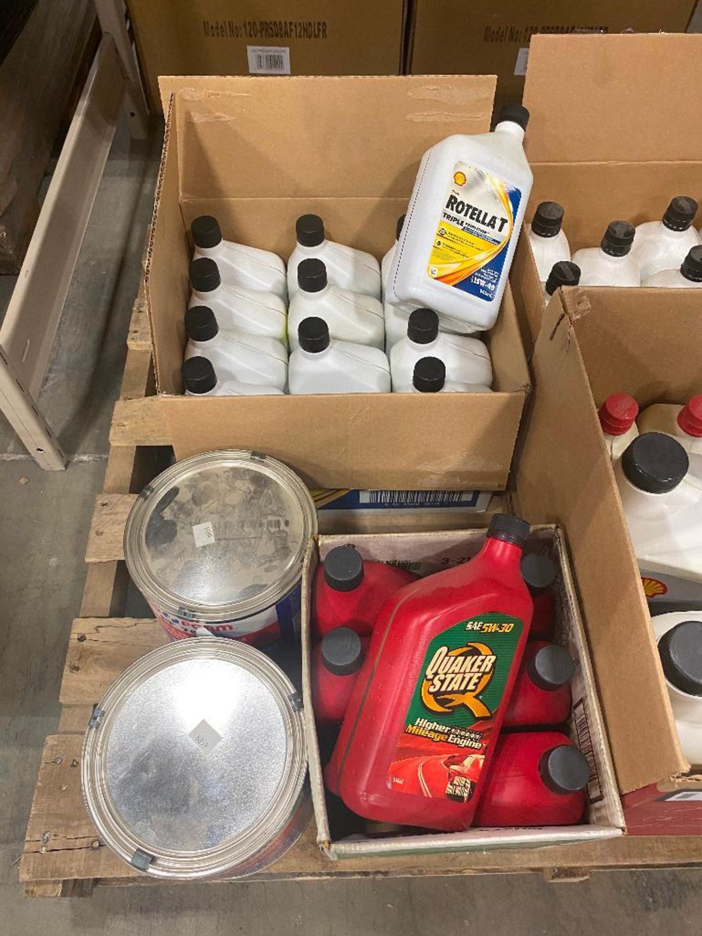 Pallet of Asst. Fluids including 5W-30 Oil, SAE 10W Oil, 15W-40 Oil, Brushable Chunky Coating, etc. - Image 3 of 4