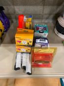 Lot of Asst. Grip Tape, 12V Battery, Pylons, Squeegee Heads, Calculator, etc.