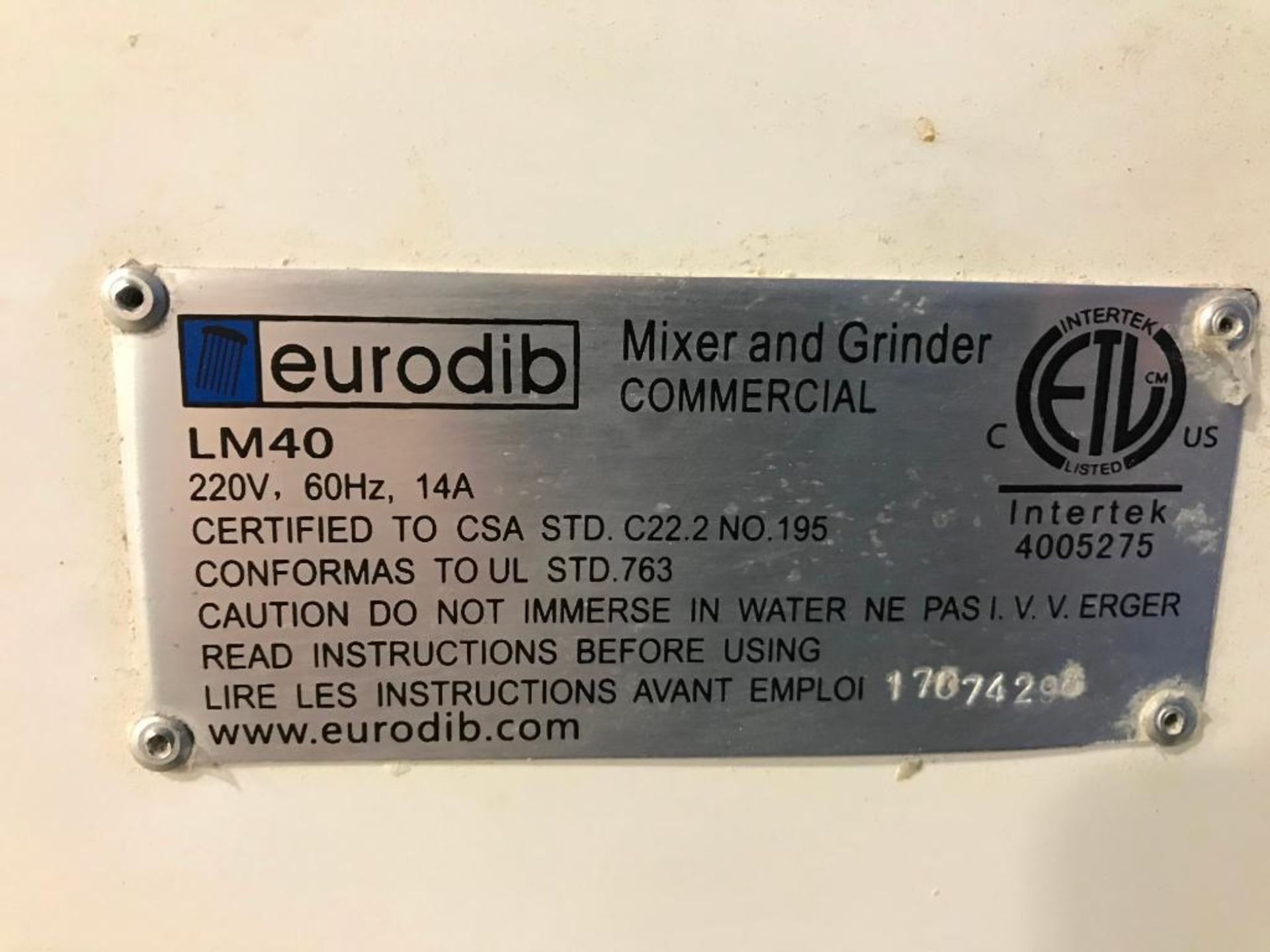 EURODIB LM40 COMMERCIAL MIXER AND GRINDER - Image 5 of 8