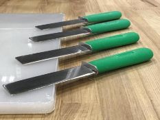 4.5"GREEN HANDLE GREBAN CUT-OFF KNIVES, LOT OF 4