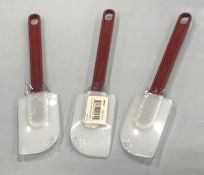 10" SILICONE HIGH HEAT (260C) FLAT HEAD SPATULAS W/RED HANDLE - LOT OF 3