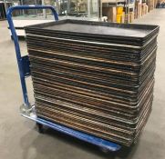 APPROX 50 FULL SIZE BUN PANS WITH PUSH CART