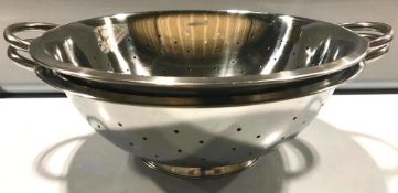 WINCO 8QT (14") STAINLESS STEEL COLANDERS, WINCO C0D8 - LOT OF 2 - NEW