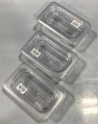 1/9 SIZE 2.5" DEEP POLYCARB INSERT WITH LID - LOT OF 3 - BROWNE 38192 & 35592 - NEW