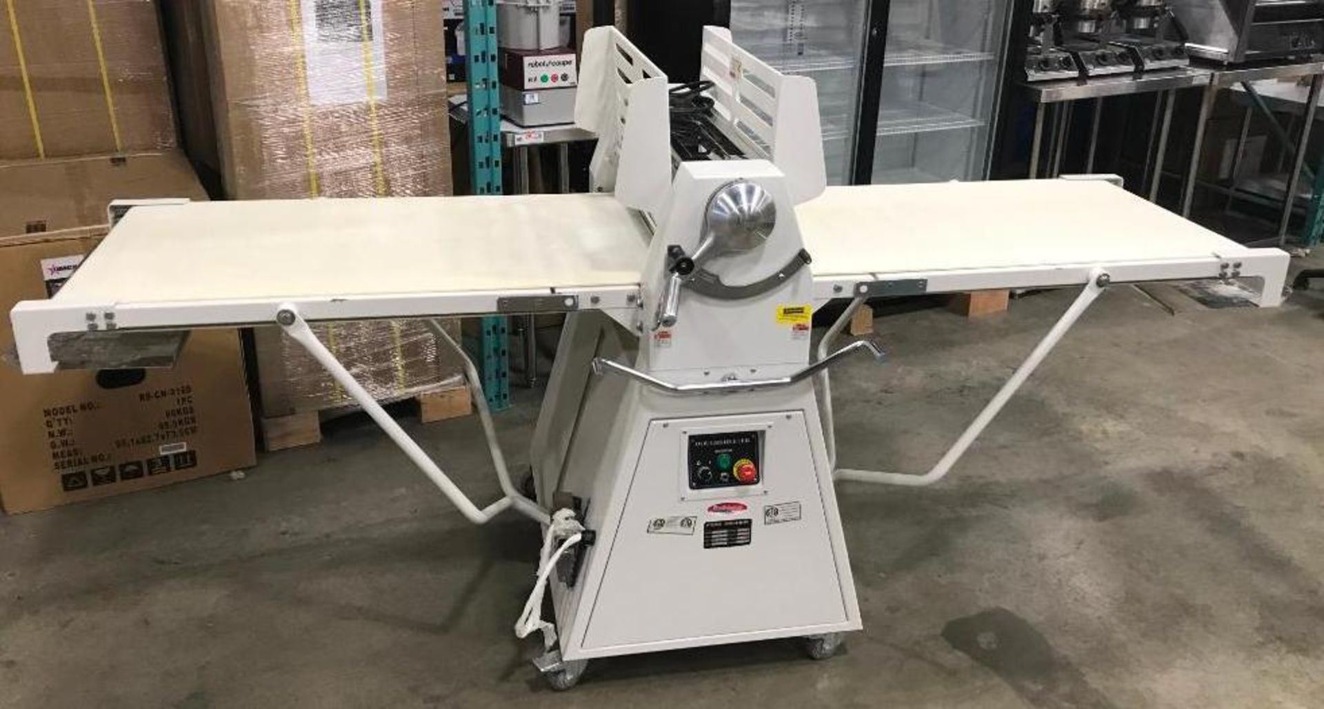 BAKEMAX BMFRS03 FLOOR STANDING DOUGH SHEETER, REVERSIBLE, 25" X 95" WORK LENGTH - Image 11 of 14