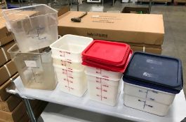 LOT OF ASSORTED SIZE DRY INGREDIENTS STORAGE CONTAINERS