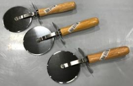 4" PIZZA CUTTER WITH WOODEN HANDLE, JOHNSON ROSE 7400, LOT OF 3 - NEW