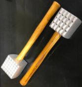 2.75" ALUMINUM MEAT TENDERIZER, WOODEN HANDLE, 11 " LONG, JOHNSON ROSE 3005 - LOT OF 2 - NEW