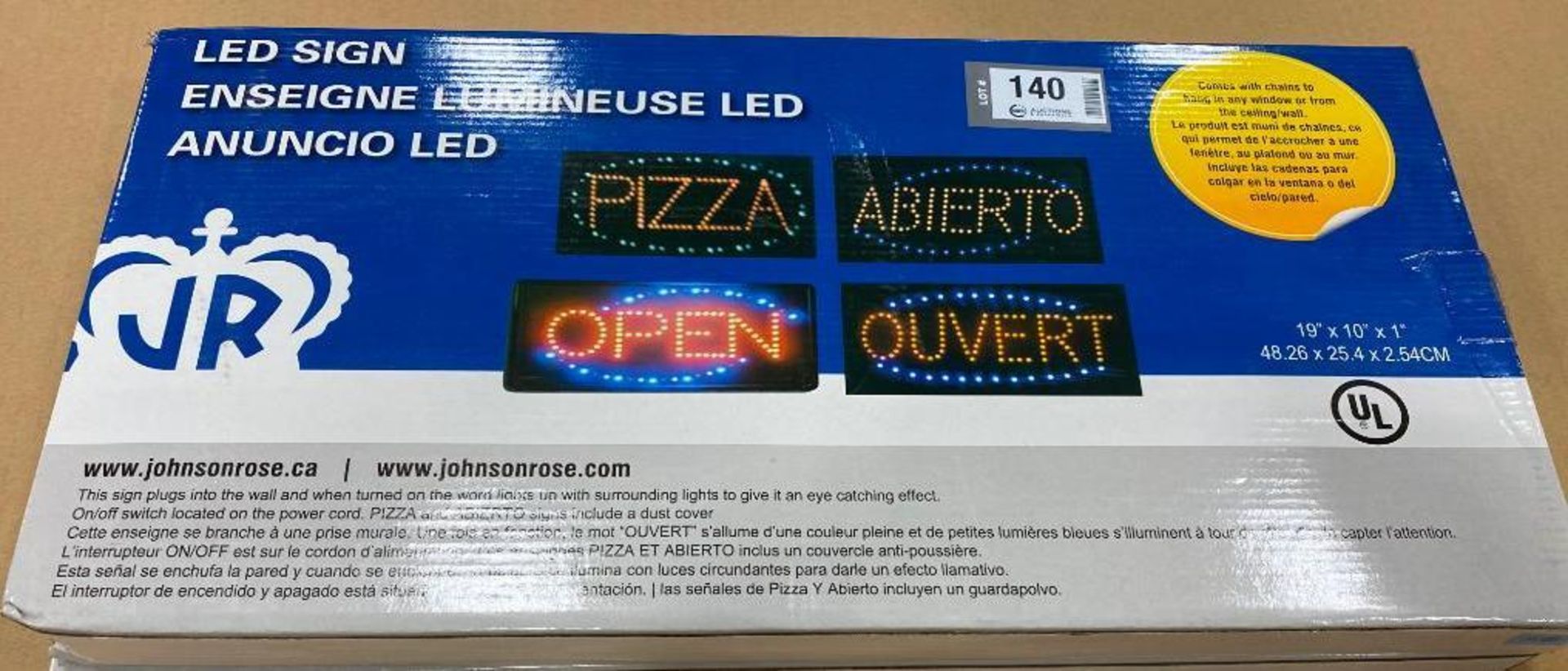 19" X 10" LED PIZZA SIGN - NEW - JOHNSON ROSE - Image 3 of 3