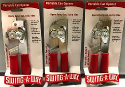 RED SWING-A-WAY PORTABLE CAN OPENERS, FOCUS 407RD - LOT OF 3 - NEW