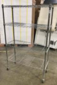 4 TIER WIRE STORAGE RACK ON CASTORS