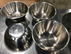 LOT OF 4 BROWNE 12QT STAINLESS STEEL MIXING BOWLS