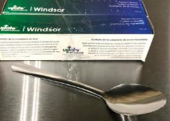 UPDATE STAINLESS DESSERT SPOONS, WINDSOR SERIES - LOT OF 24 (2 BOXES) - NEW