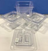 1/6 SIZE 4" DEEP POLYCARB INSERT WITH NOTCHED LID - LOT OF 3 - BROWNE 38164 & 35569 - NEW