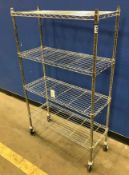 4 TIER WIRE STORAGE RACK ON CASTORS