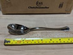 7-1/4" DESSERT SPOONS, EXTRA HEAVY WEIGHT CHEF & SOMMELIER T7306 - LOT OF 36
