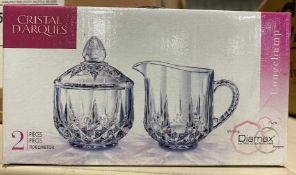 CRISTAL D'ARQUES LONGCHAMP SUGAR & CREAMER SET - NEW