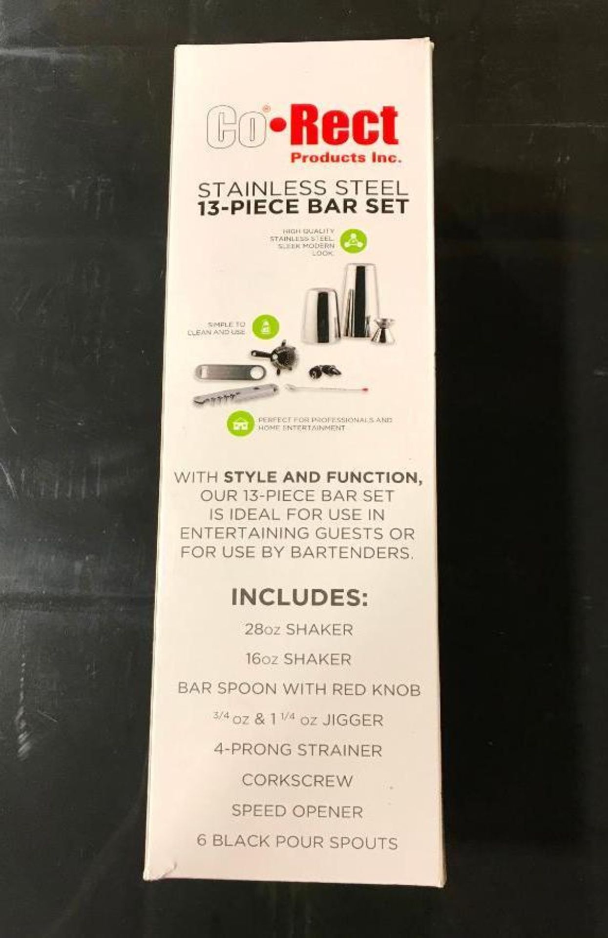 13 PIECE STAINLESS STEEL HOME BAR STARTER SET, CO-RECT BS207 - NEW - Image 2 of 6