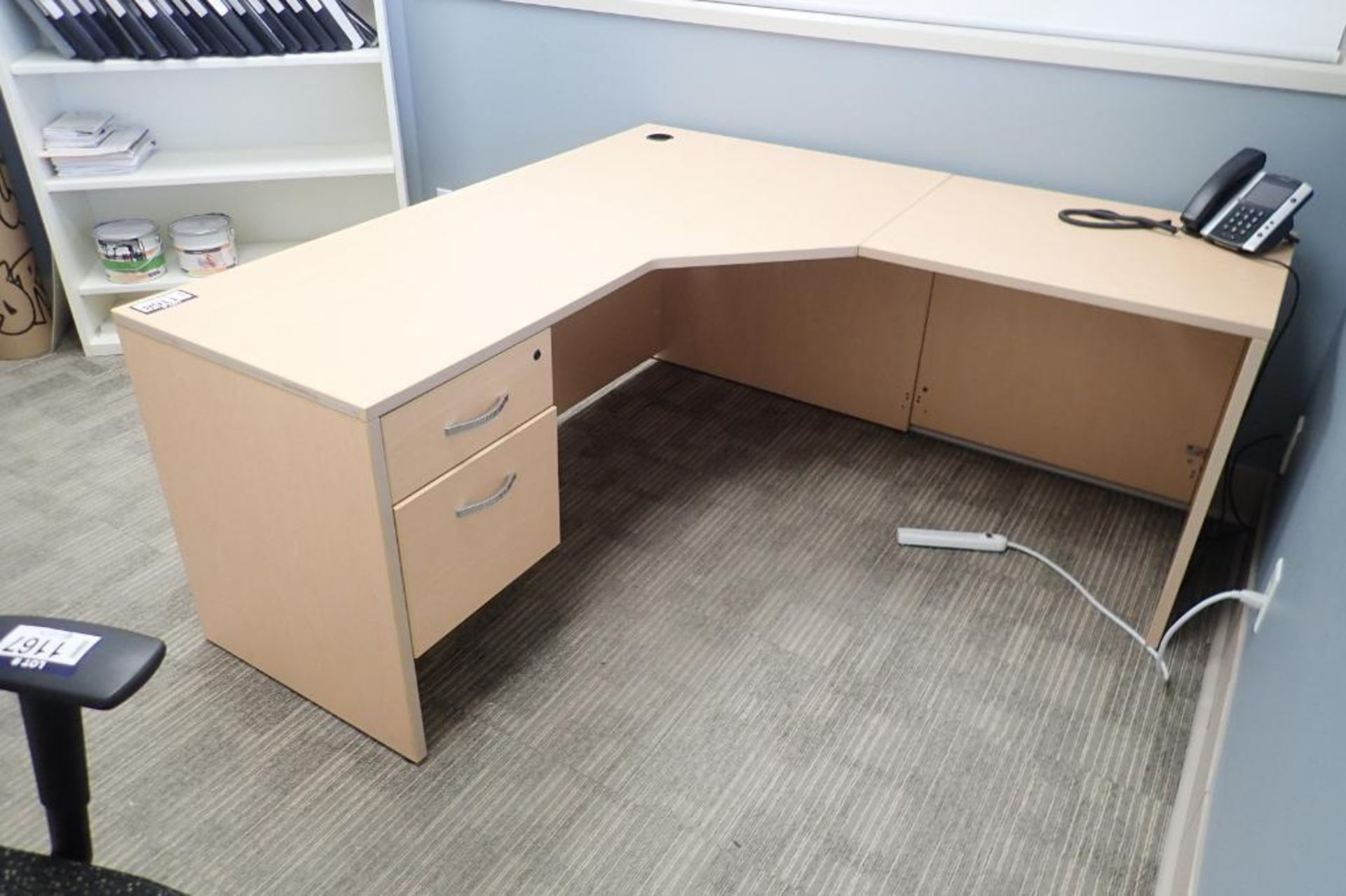 L-Shaped Single Pedestal Desk.